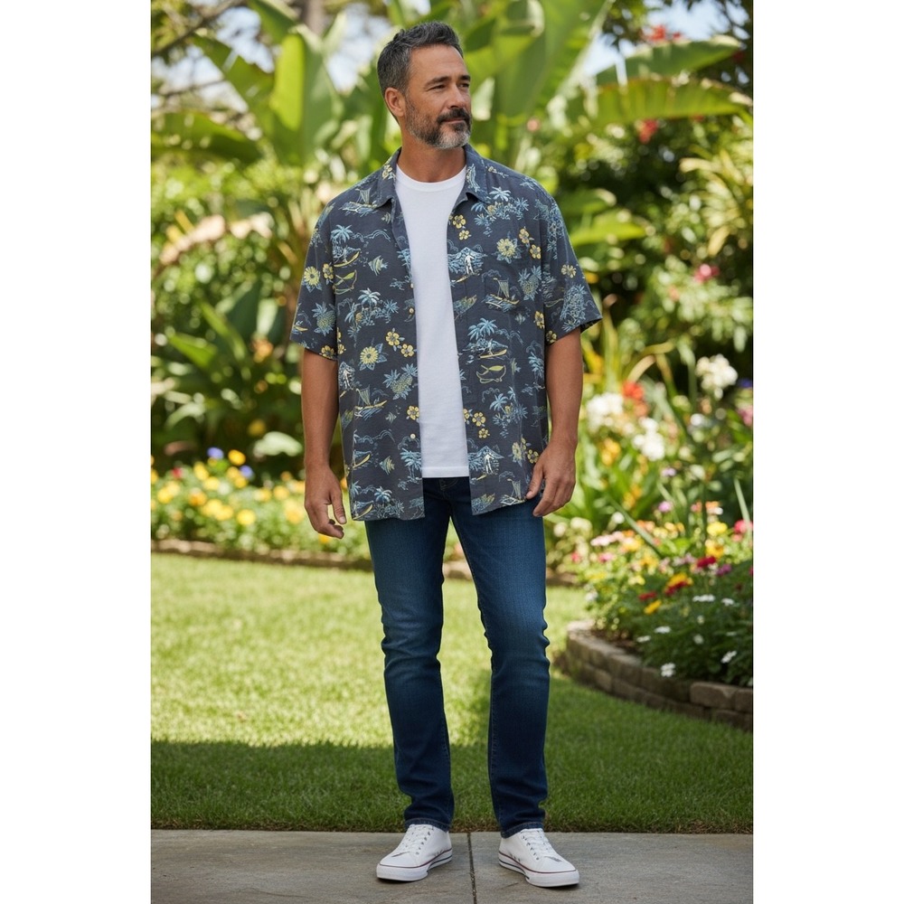Reyn Spooner MLB Tampa Bay Rays Kekai Hawaiian Shirt Dark Blue Mens 2XL New